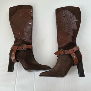 Valentino Garavani Jewel Studded Western Style Knee High Boots 40 US Women’s 10